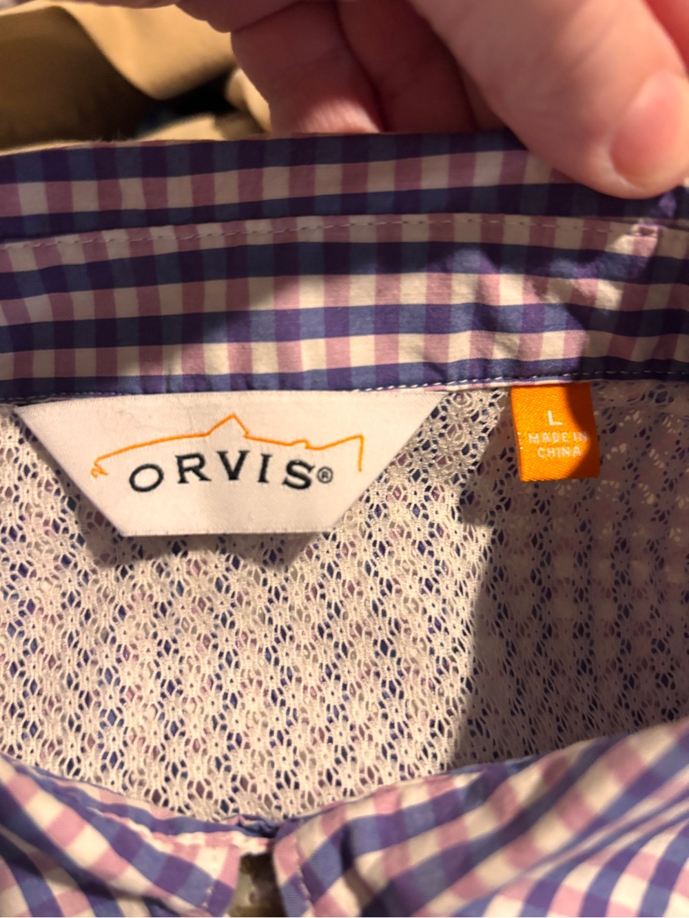 Orvis Women's Purple Gingham Button Front Fishing Shirt Long Sleeves Ventilated - Picture 8 of 8